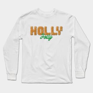 Holly Jolly Christmas Cookie Lettering Design Long Sleeve T-Shirt